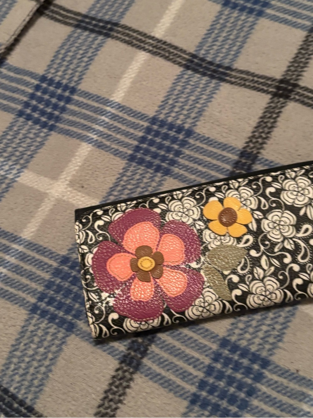 Relic Black Floral Wallet with Pink & Yellow Appliqué